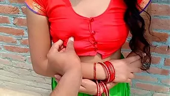 Dude plays with bhabhi's tits and fucks that Indian auntie outdoors
