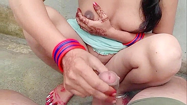 Outdoor Indian sex of slutty bhabhi getting fucked by horny devar