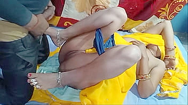 Devar has no time to undress and fucks moist cunt of Indian bhabhi