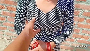 Cute Indian bhabhi in polka-dot dress gets fucked by devar outdoors
