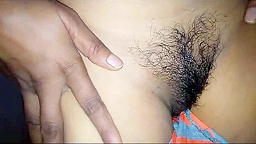 Bhabhi squeezes juicy tits and gives hairy pussy to Indian man for sex