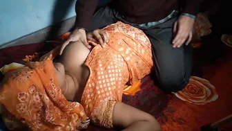 Charming Bhabhi in orange sari does Indian porn with her horny devar