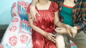 Desi man films Indian porn of unsuspecting Bhabhi in red nightgown