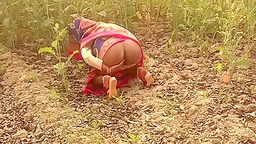 Indian lecher with camera follows desi Bhabhi to fuck in the field