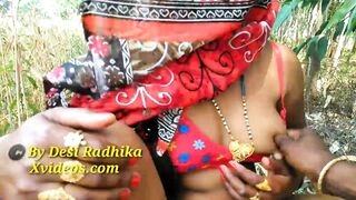 Guy films Indian Bhabhi flashing her desi tits and pussy outdoors