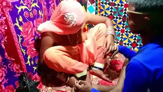 Careful Indian male helps desi Bhabhi undress and throws her a leg