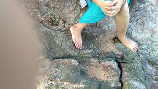 Bhabhi is bonked and creampied by Indian man behind camera by water