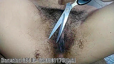 Caring Indian guy nicely shaves hairy pussy of obedient Desi sister
