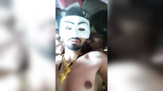 Amateur copulation of the Indian Bhabhi and devar wearing white masks