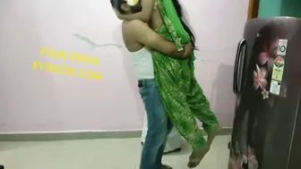 Hungry Bhabhi is going to eat but Indian devar gives cock as dessert