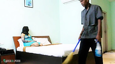 Indian guy hopes that cleaning will help him fuck the desi Bhabhi