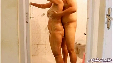 Aunty needs help with back-washing but Indian man paws Bhabhi all over