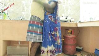 Bhabhi kneels to suck Indian devar's cock before fuck from behind