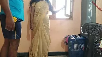 Indian robber in blue mask gives a cock ride to the desi Bhabhi