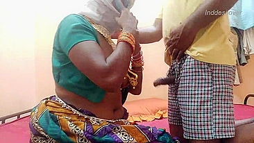 Penis of the horny devar in a mask docks with Bhabhi's Indian vagina