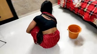 Devar is so horny that Indian Bhabhi postpones washing the floor to be fucked