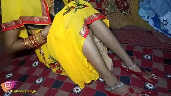 Indian cameraman is focused on Desi sex with Bhabhi in yellow sari