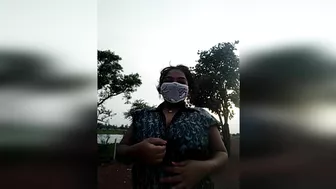 Lady beggar show big tits for money