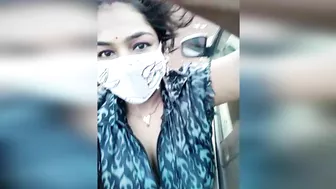 Beggar mature lady show big boobs for money in field