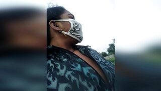 Messy haired amateur indian mom flashes her tits XXX