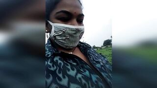 Messy haired amateur indian mom flashes her tits XXX