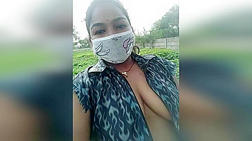 Messy haired amateur indian mom flashes her tits XXX