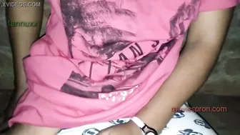 Indian slut pulls pink top up to open hairy pussy for Bhabhi lover