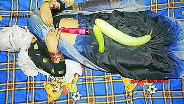 Indian aunty does solo Bhabhi porn with vibrator and big zucchini