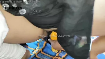 Delectable Bhabhi makes it on her own with help of hard Indian corn