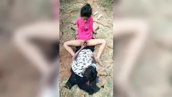Naughty Indian college girl fucks her boyfriend on  the field