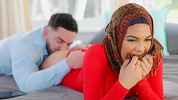 Arabic momma Maya Farrell in hijab moans with delight as stepson drills her eager hole