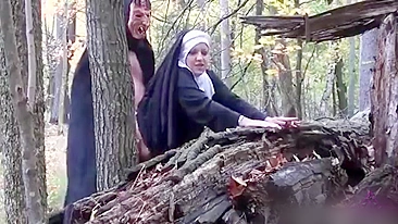 MILF nun force fucked by devil! Damn forest, taboo church!