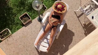Spying my neighbor's wife nude masturbating sunbathing in the balcony