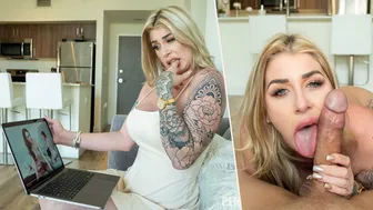 Inked cougar Lolly Dames shows off her outstanding cock handling skills