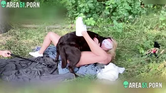 Hubby Watching His Wife Cheat With The Dog In The Forest