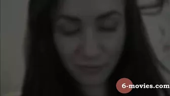 Black-haired hottie walks completely naked around house