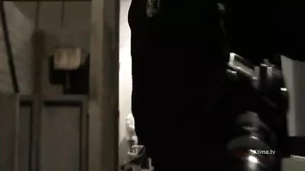 Behind the scenes video of brunette nurse and two guys