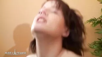 Two stallions penetrate asshole and cunny of teen raunchy redhead from France in a hardcore way