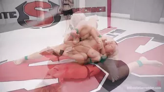 Ariel X wins the catfight in the ring and strapons asshole of loser London River under judgment of Rizzo Ford