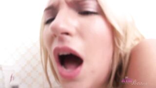 Lesbians play with thick black dildo and fingers in bathtub