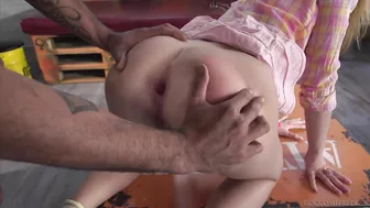 Bearded mate with tattoos fucks holes of small-tittied chicks