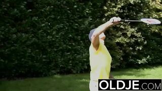 Outdoor anal badminton of gorgeous colleen and old senior