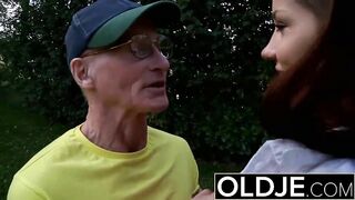 Outdoor anal badminton of gorgeous colleen and old senior