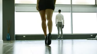 Stunner with black hair allures stepmom's fitness trainer