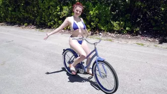 Eccentric teen shows saggy XXX tits while riding the bike outdoors Eccentric teen shows saggy XXX tits while riding the bike outdoors