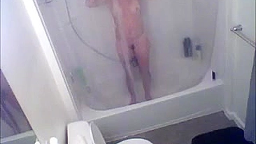 Mom gets caught on tape masturbating in the shower before work