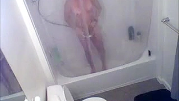 Mom gets caught on tape masturbating in the shower before work