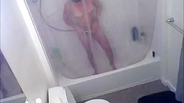 Mom gets caught on tape masturbating in the shower before work