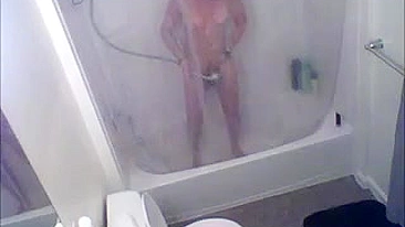 Mom gets caught on tape masturbating in the shower before work