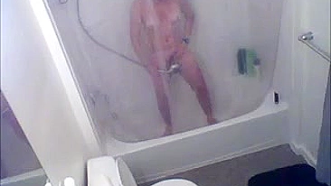 Mom gets caught on tape masturbating in the shower before work